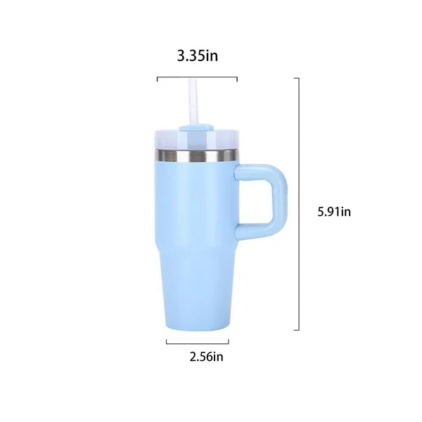 14 Oz Tumbler with Handle and Straw