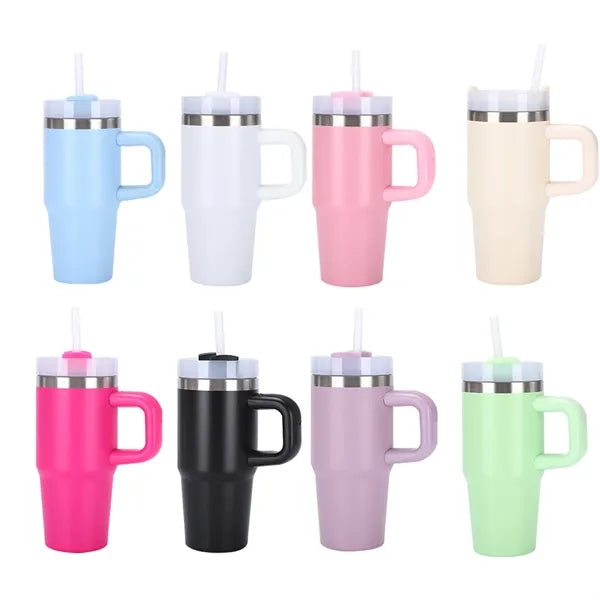 14 Oz Tumbler with Handle and Straw