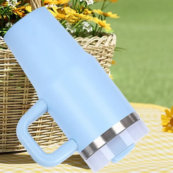 14 Oz Tumbler with Handle and Straw