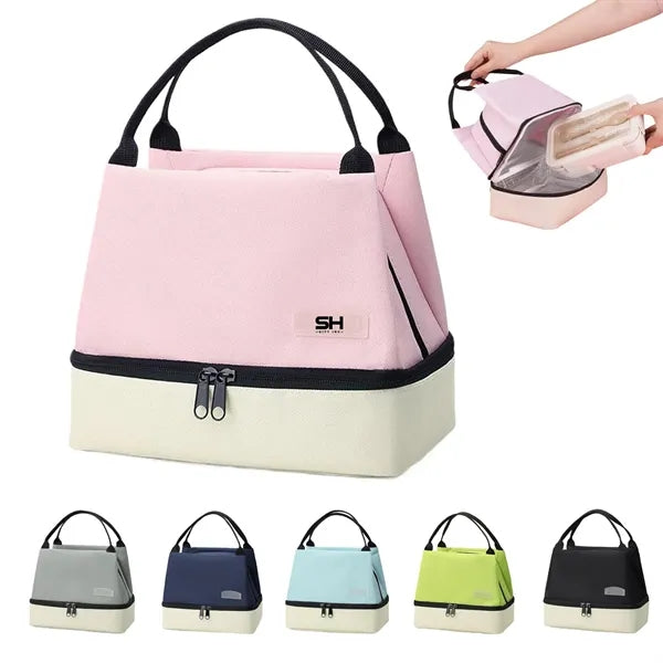 Two Tone Dual Layer Oxford Insulated Lunch Bag
