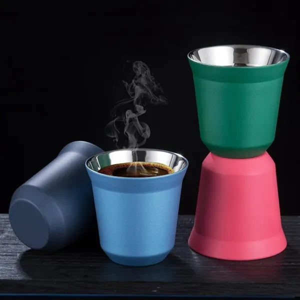 Colorful Double-Wall Stainless Steel Coffee Cup