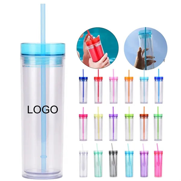 Skinny Double-Wall Tumbler with Straw
