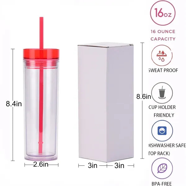 Skinny Double-Wall Tumbler with Straw