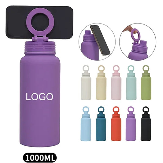1L Insulated Water Bottle with Phone Holder