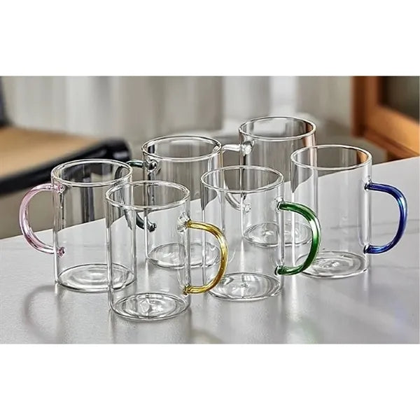 Colored Handle Glass Mug