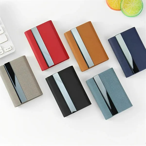 Stainless Steel Fabric Card Holder Metal Business Case