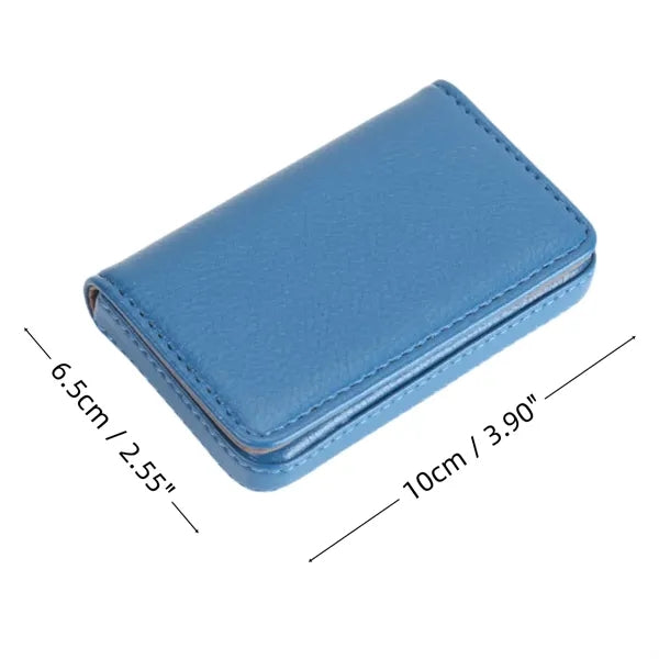 Magnetic Leather Business Card Holder Metal Large Capacity