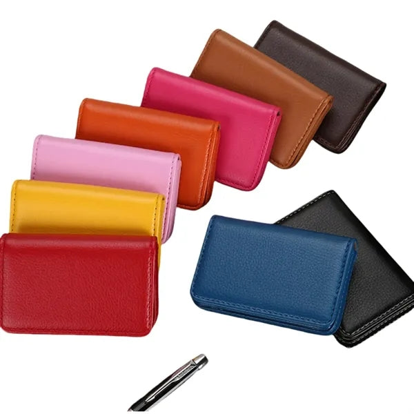 Magnetic Leather Business Card Holder Metal Large Capacity