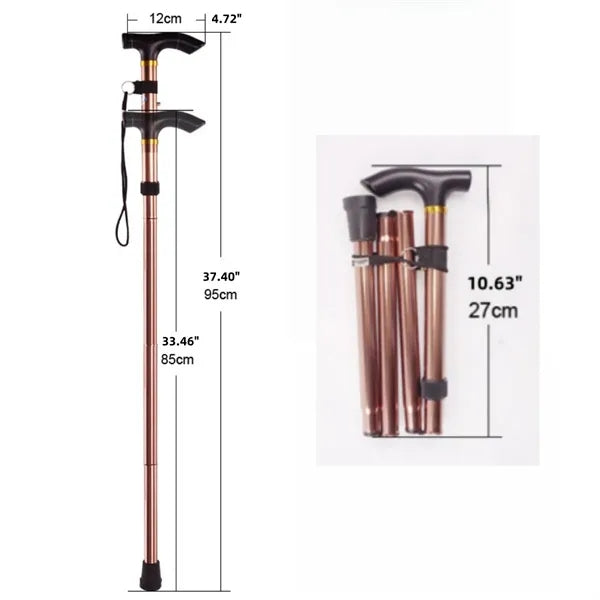 Foldable 5 Section Walking Stick With Anti Slip Tip