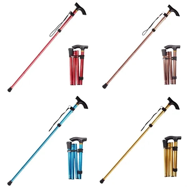 Foldable 5 Section Walking Stick With Anti Slip Tip