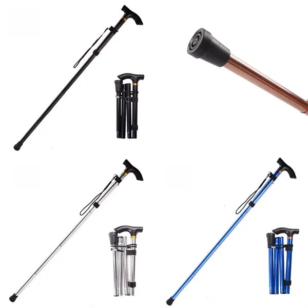 Foldable 5 Section Walking Stick With Anti Slip Tip