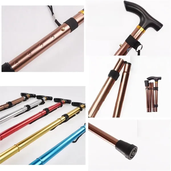 Foldable 5 Section Walking Stick With Anti Slip Tip
