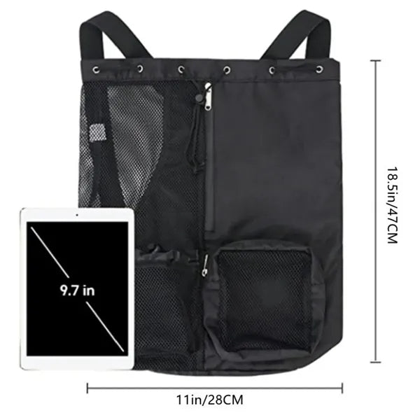 Mesh Drawstring Backpack With Pocket For Gym And Beach