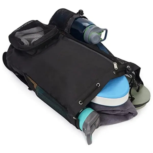 Mesh Drawstring Backpack With Pocket For Gym And Beach