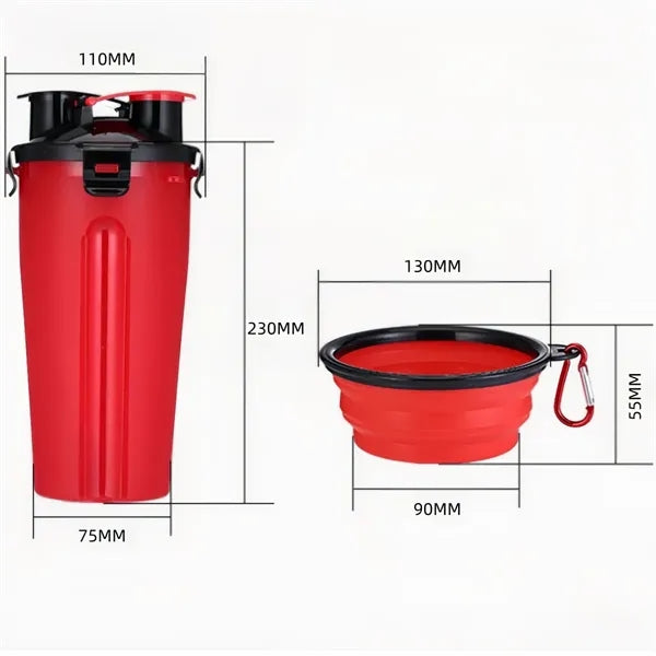 Portable Pet Water Bottle With Collapsible Bowl