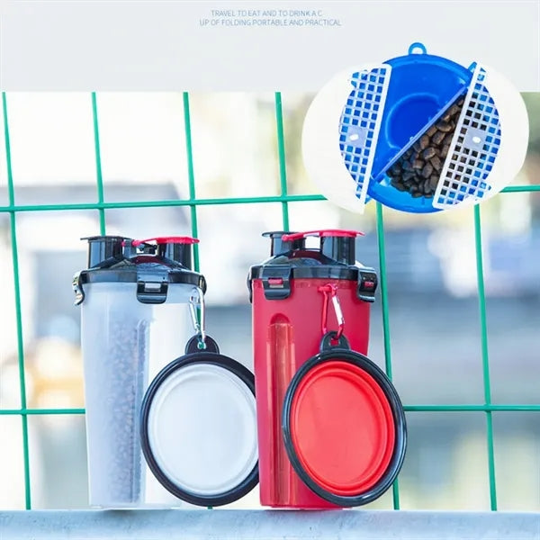 Portable Pet Water Bottle With Collapsible Bowl