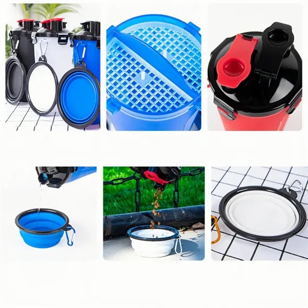 Portable Pet Water Bottle With Collapsible Bowl