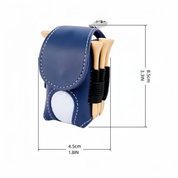 PU Leather Golf Ball Bag With Tee Organizer Carabiner Clip