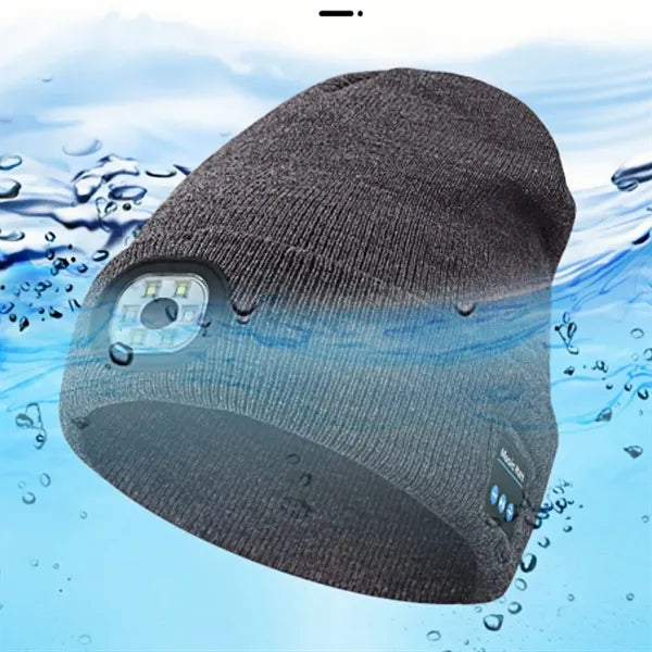 Bluetooth Beanie With Led Headlamp And USB Charging