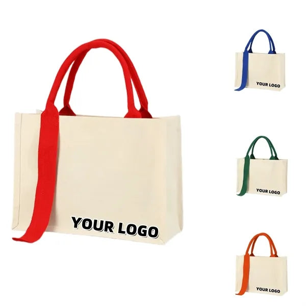 Canvas Tote Bag with Colored Handles