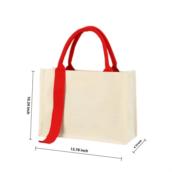 Canvas Tote Bag with Colored Handles