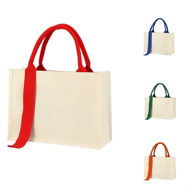 Canvas Tote Bag with Colored Handles