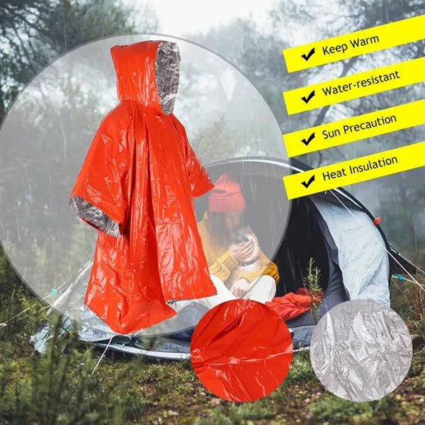 Camping hiking emergency blankets survival rain poncho