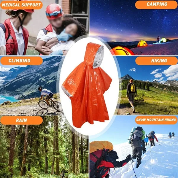 Camping hiking emergency blankets survival rain poncho
