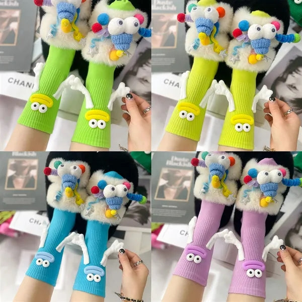 Cute Candy Ugly Big Mouth Magnetic Mid Calf Socks