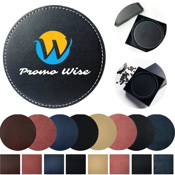 Round Heat-Resistant Stain-Resistant Leather Coaster Set
