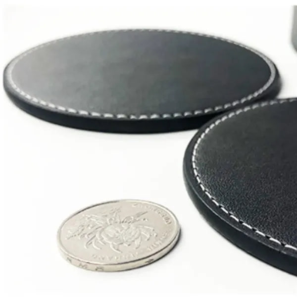 Round Heat-Resistant Stain-Resistant Leather Coaster Set