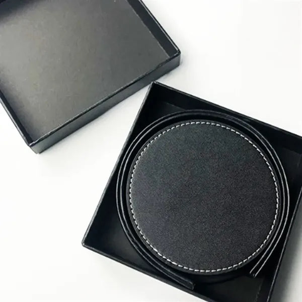 Round Heat-Resistant Stain-Resistant Leather Coaster Set