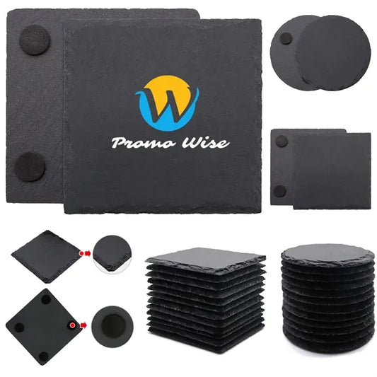 Natural Black Slate Durable Insulated Beverage Coasters