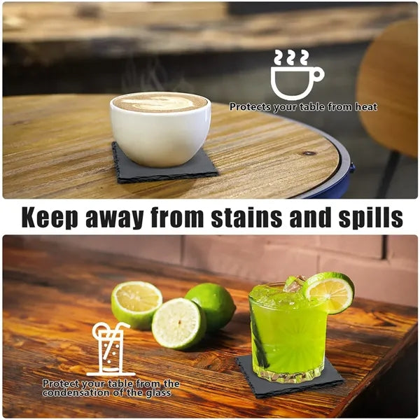 Natural Black Slate Durable Insulated Beverage Coasters