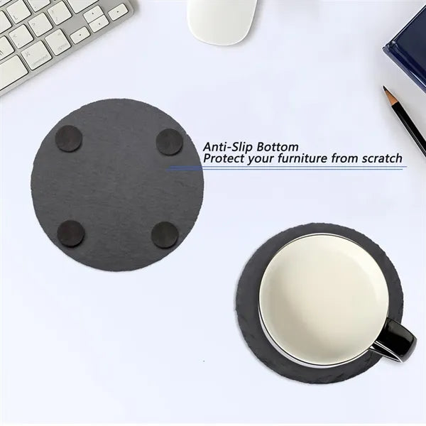 Natural Black Slate Durable Insulated Beverage Coasters