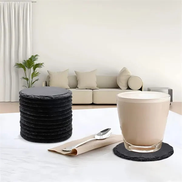 Natural Black Slate Durable Insulated Beverage Coasters