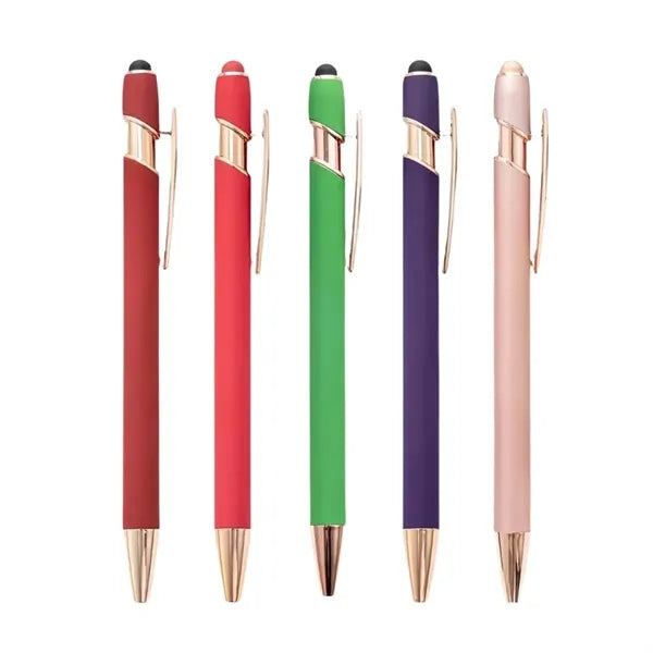 Aluminum Click-Action Ballpoint Pen With Stylus Tip