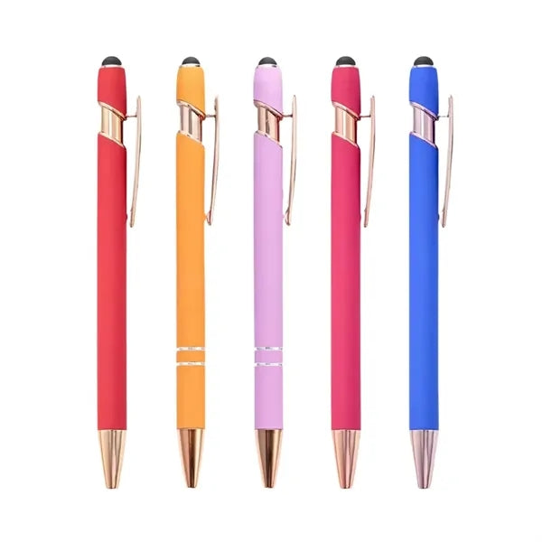 Aluminum Click-Action Ballpoint Pen With Stylus Tip