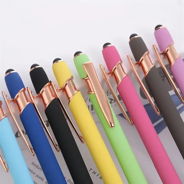 Aluminum Click-Action Ballpoint Pen With Stylus Tip