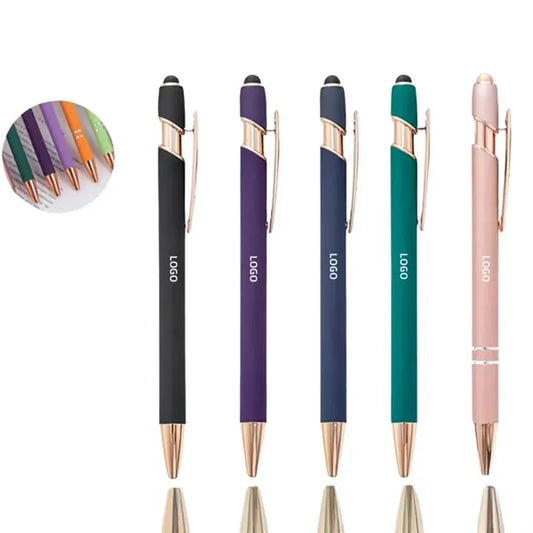 Aluminum Click-Action Ballpoint Pen With Stylus Tip