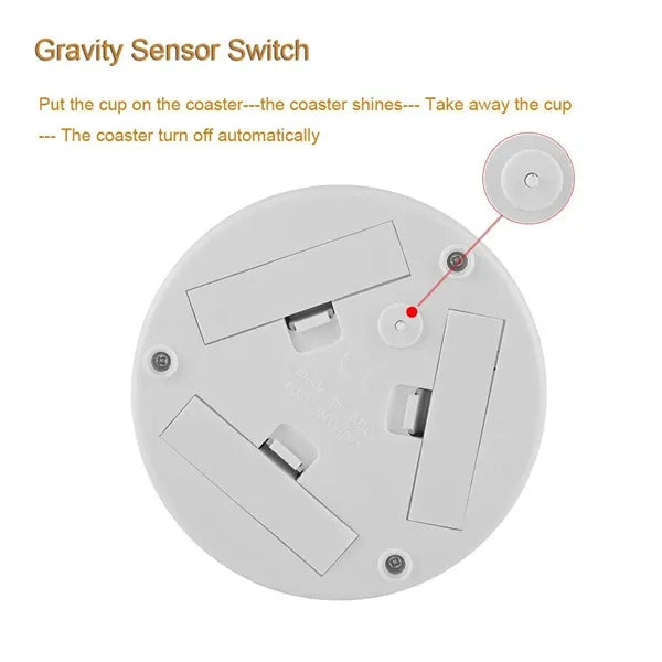 Luminous Wine Glass Coaster Gravity Sensing Saves Power