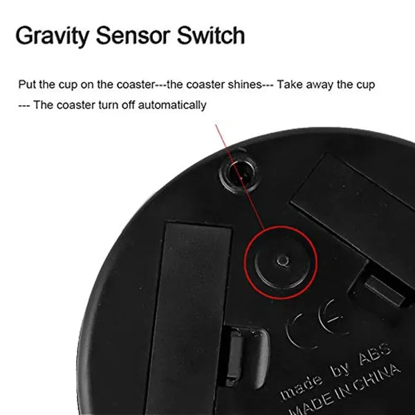 Luminous Wine Glass Coaster Gravity Sensing Saves Power