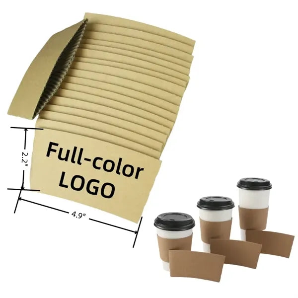 Full color custom printed thick paper coffee sleeves