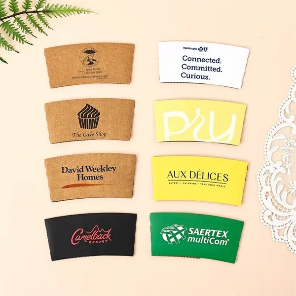 Full color custom printed thick paper coffee sleeves