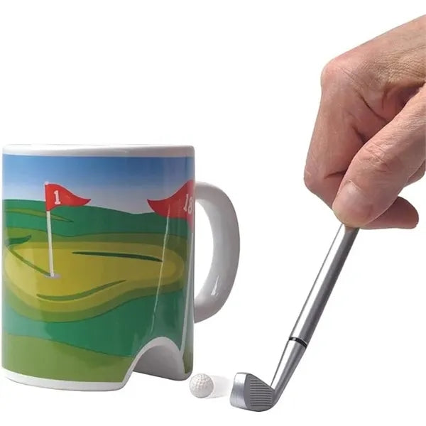 Pitch Putt ceramic mug W/Pen And Mini Golf Ball
