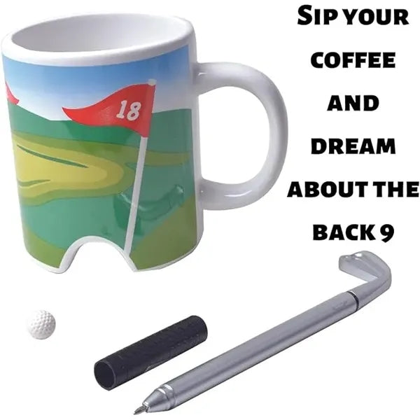Pitch Putt ceramic mug W/Pen And Mini Golf Ball