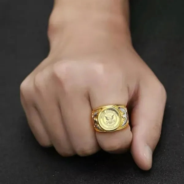 Championship Style Gold Plated Metal Signet Ring