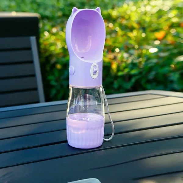 2 in 1 Pet Water And Food Bottle With Lanyard