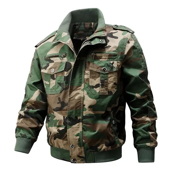 Men's Cotton Zip Front Stand Collar Military Jackets