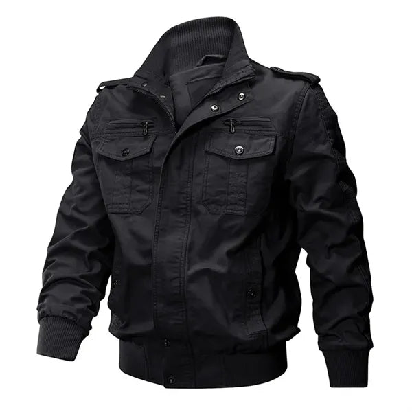 Men's Cotton Zip Front Stand Collar Military Jackets